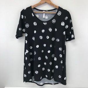 LuLaRoe Perfect T black with white dots XS