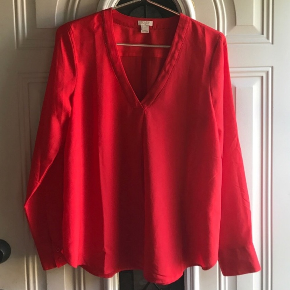 Red soft poly blouse J Crew