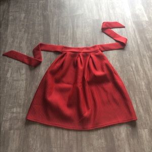Red striped midi skirt