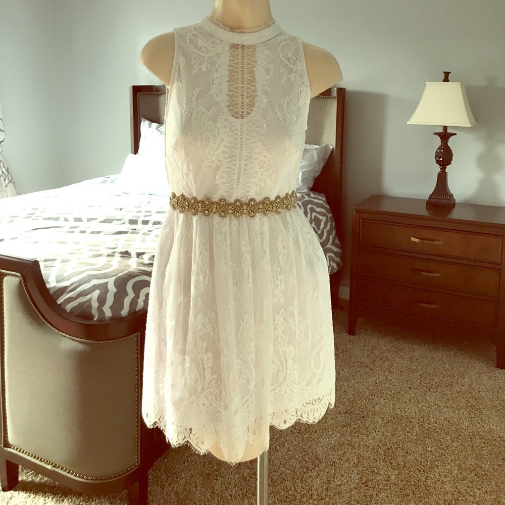 White lace bridal shower dress