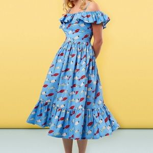 Tara Starlet Anthropologie fish mod dress retro