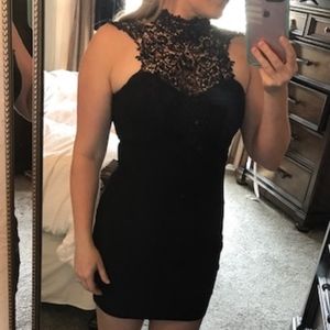 Honey and Rosie High-Neck Lace Yoke Sheath Dress