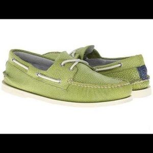 Sperry Top-Sider Pebbled Leather Boat Shoe, Lime