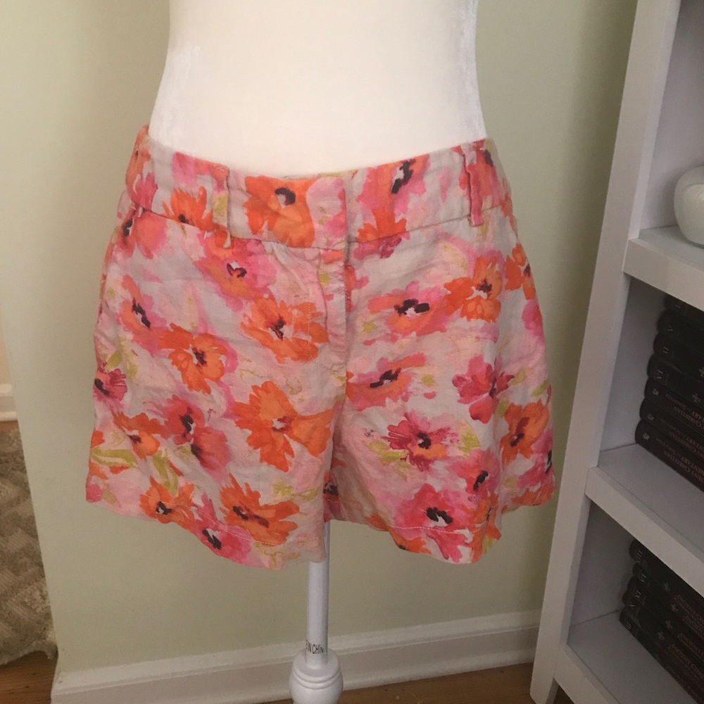 LOFT Floral Printed Linen Shorts sz 8