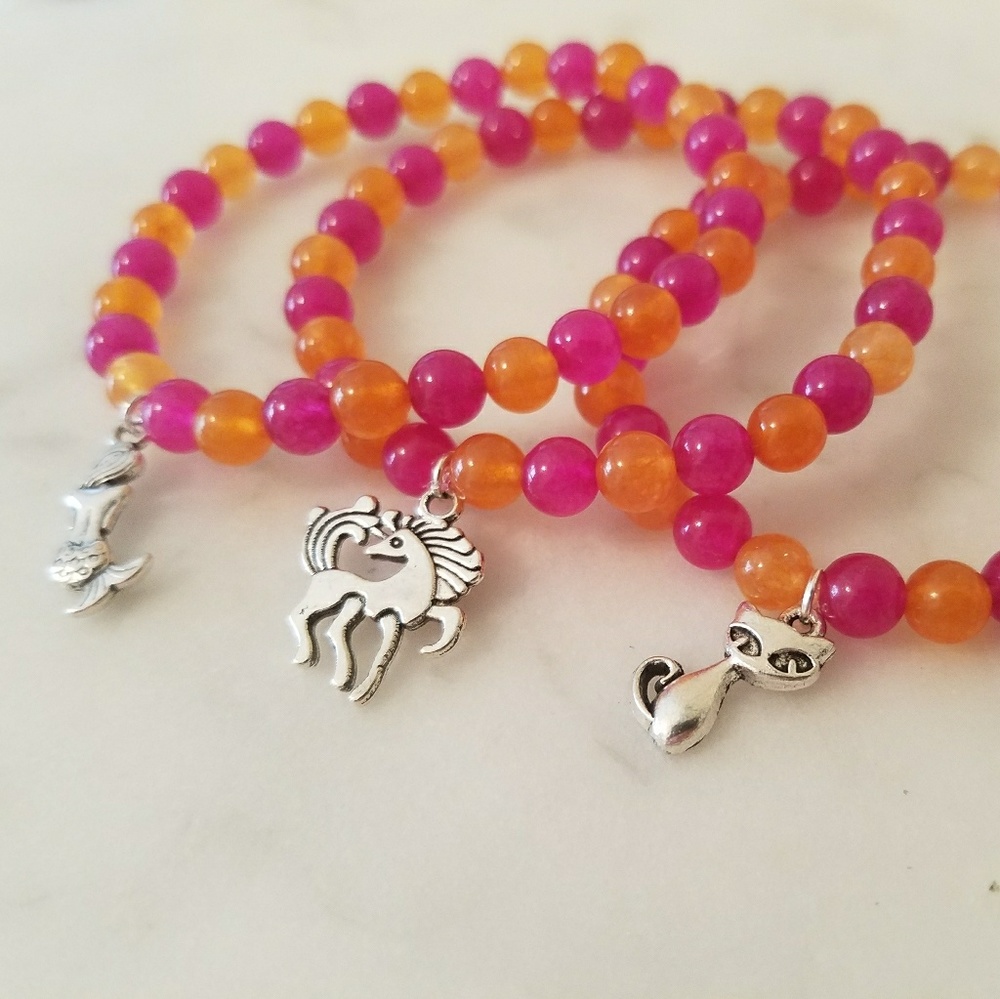 Dyed Crystal Quartz Charm Bracelets