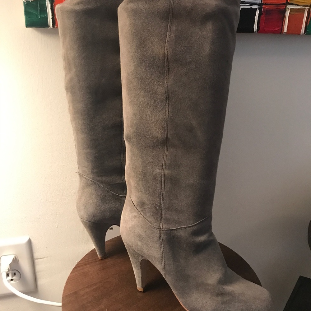 Aldo Grey Suede Slouch Boots