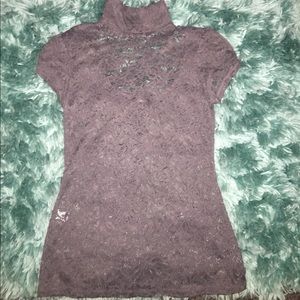 Express Grey Lace Top