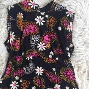 Vintage fall wool dress flower power paisley