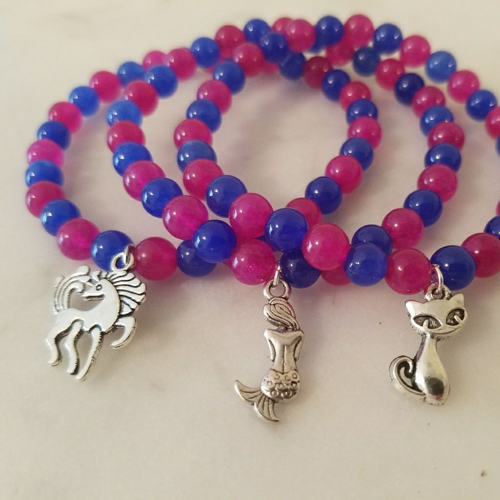 Dyed Crystal Quartz Charm Bracelets