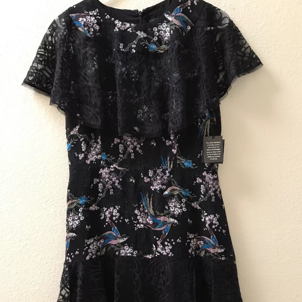 Anna Sui Bird Print Silk Dress - Picture 1 of 7