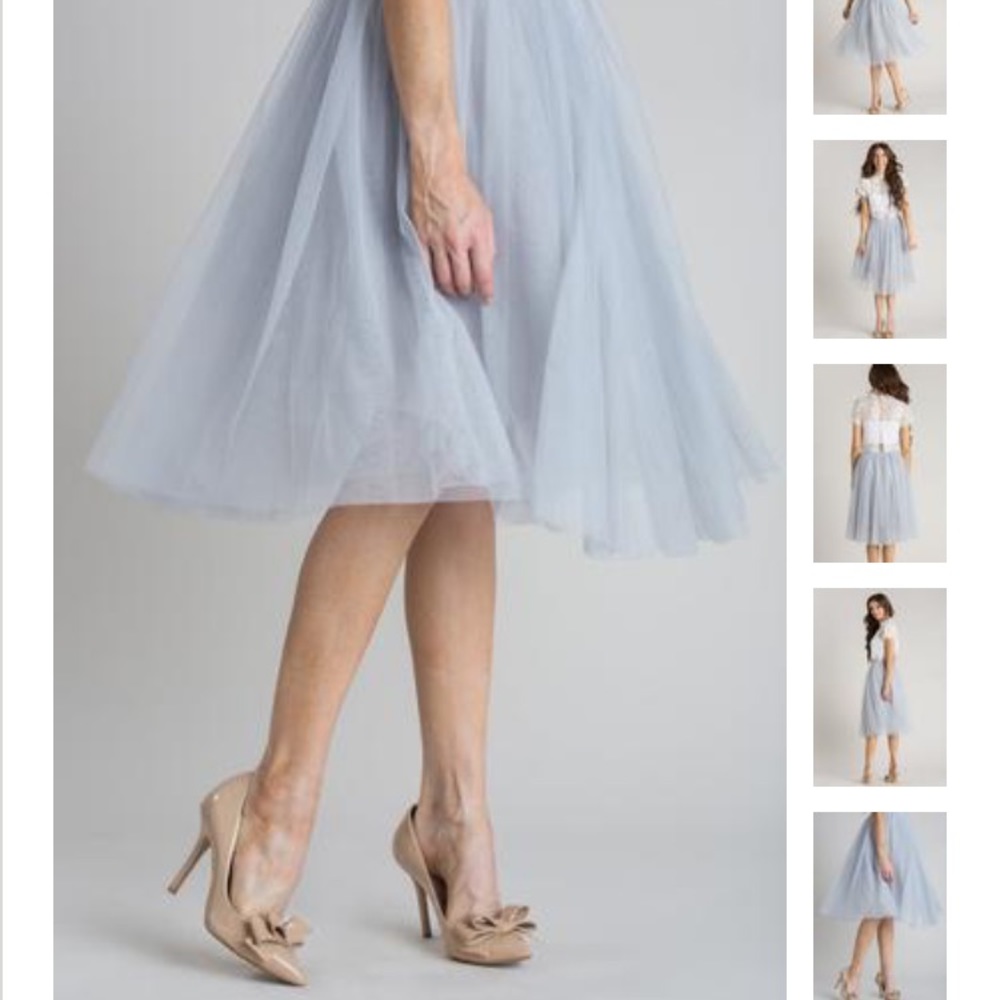Eloise grey tulle midi skirt