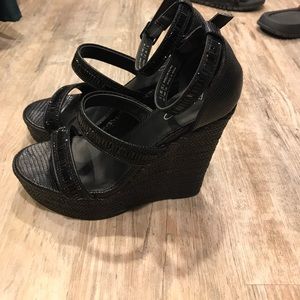 Black studded wedges