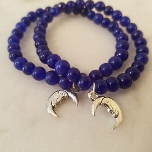 Dyed Crystal Quartz Moon Charm Bracelets