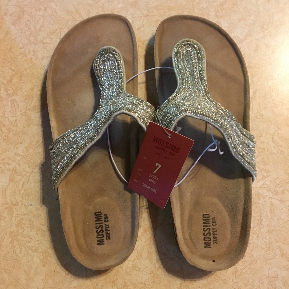 NWT Beaded Footbed Sandals