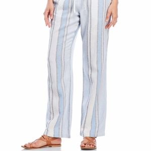 Per Se Linen Striped Blue Pants
