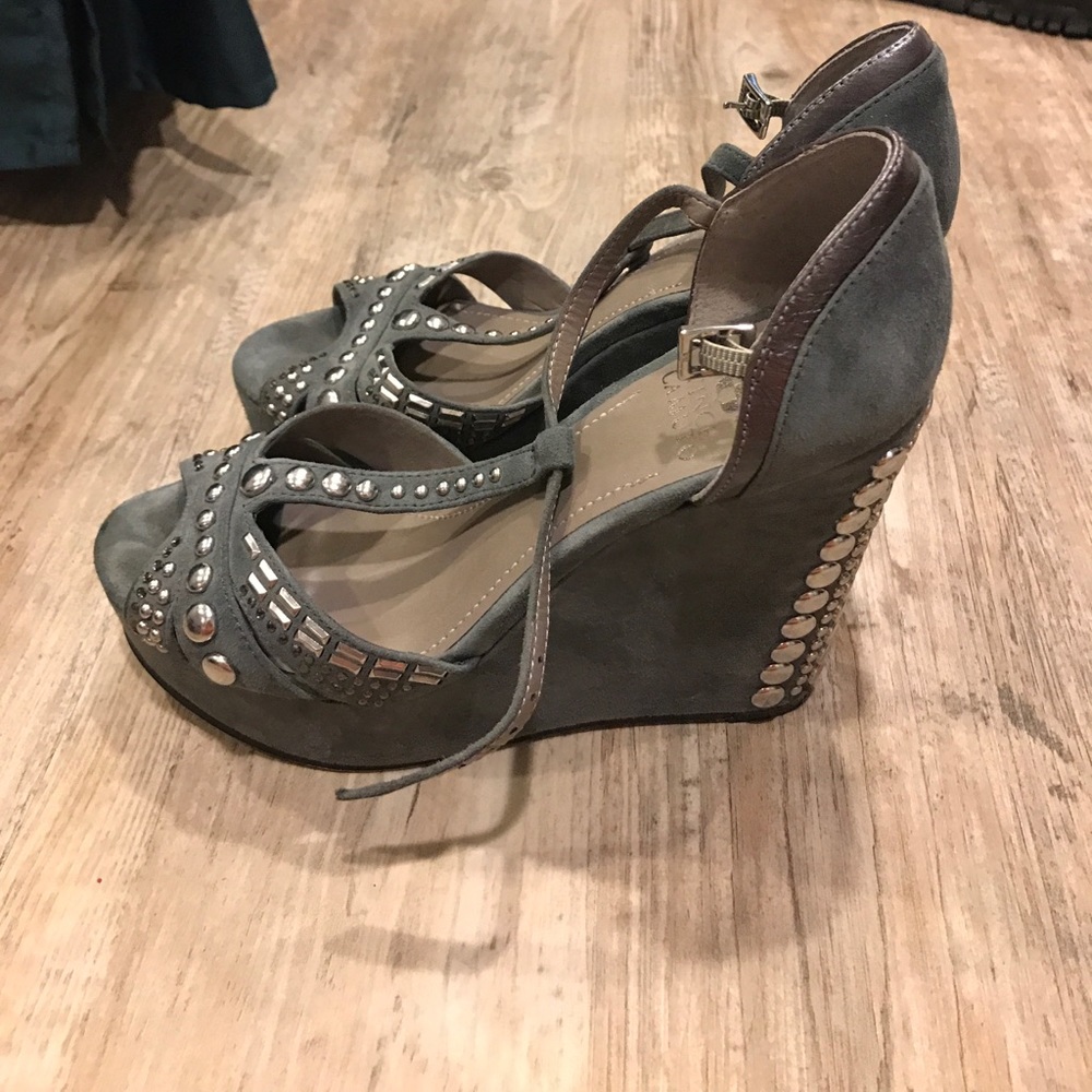 Grey studded wedges
