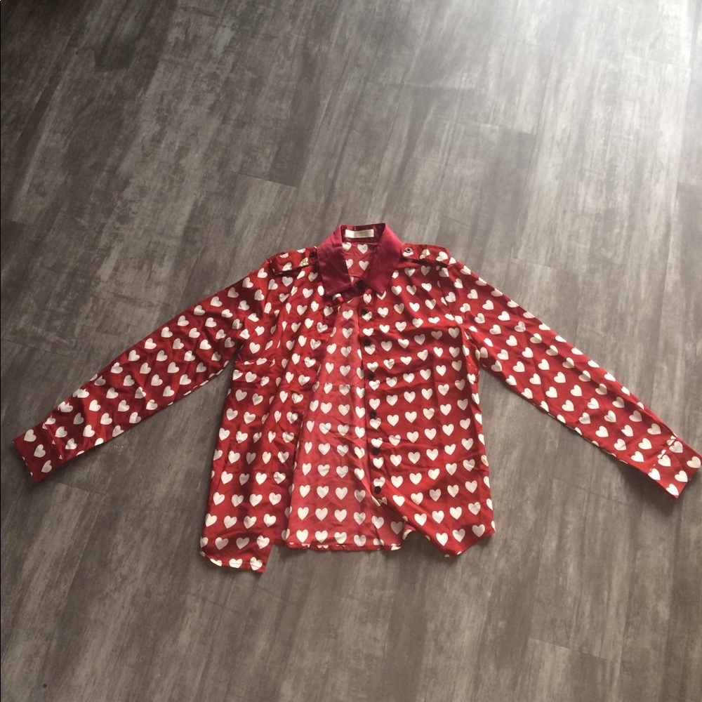 Heart pattern chiffon blouse top