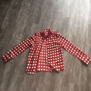 Heart pattern chiffon blouse top