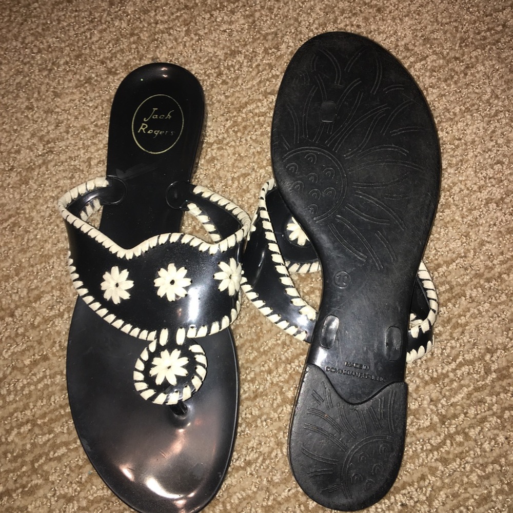 Jack Rogers Black/White Hampton's Jelly Sandal
