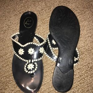 Jack Rogers Black/White Hampton's Jelly Sandal