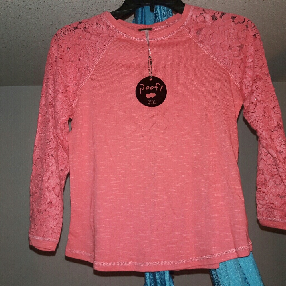 Girl's Coral Long Sleeved Lace Top
