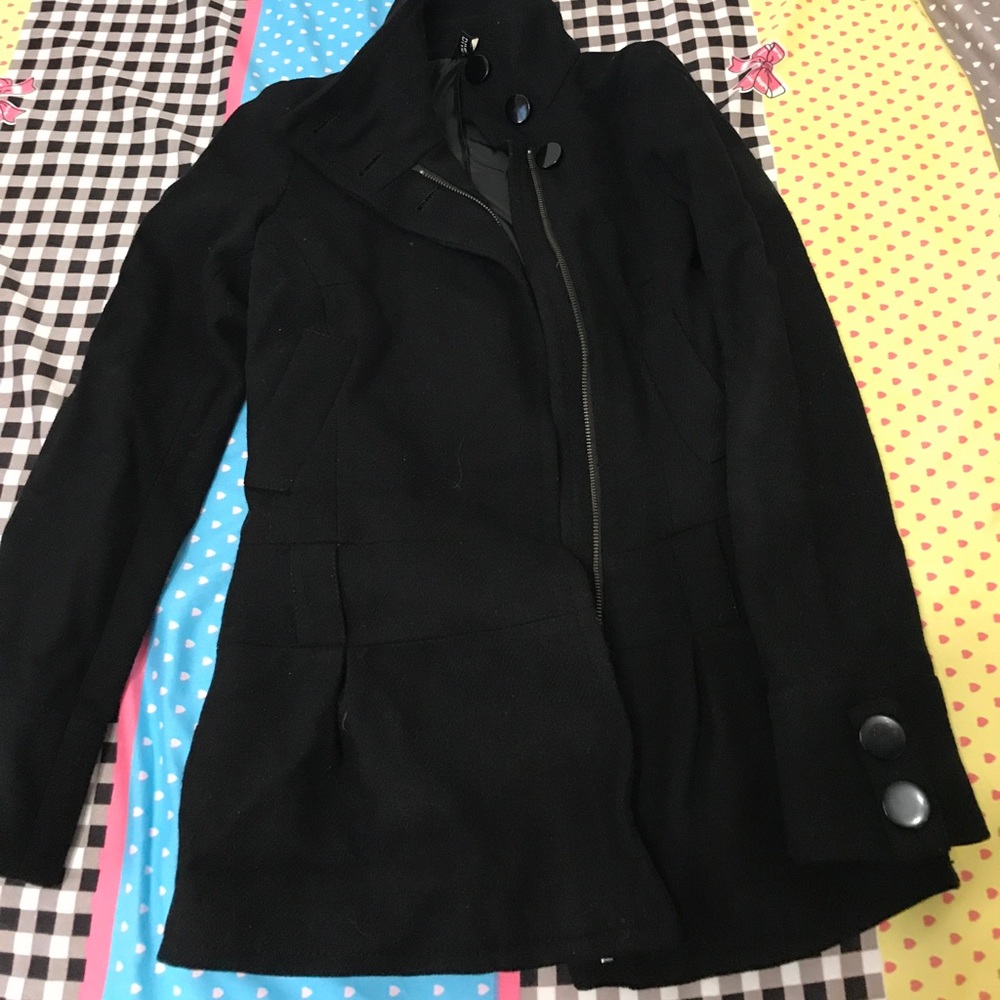 H&M peacoat jacket in black