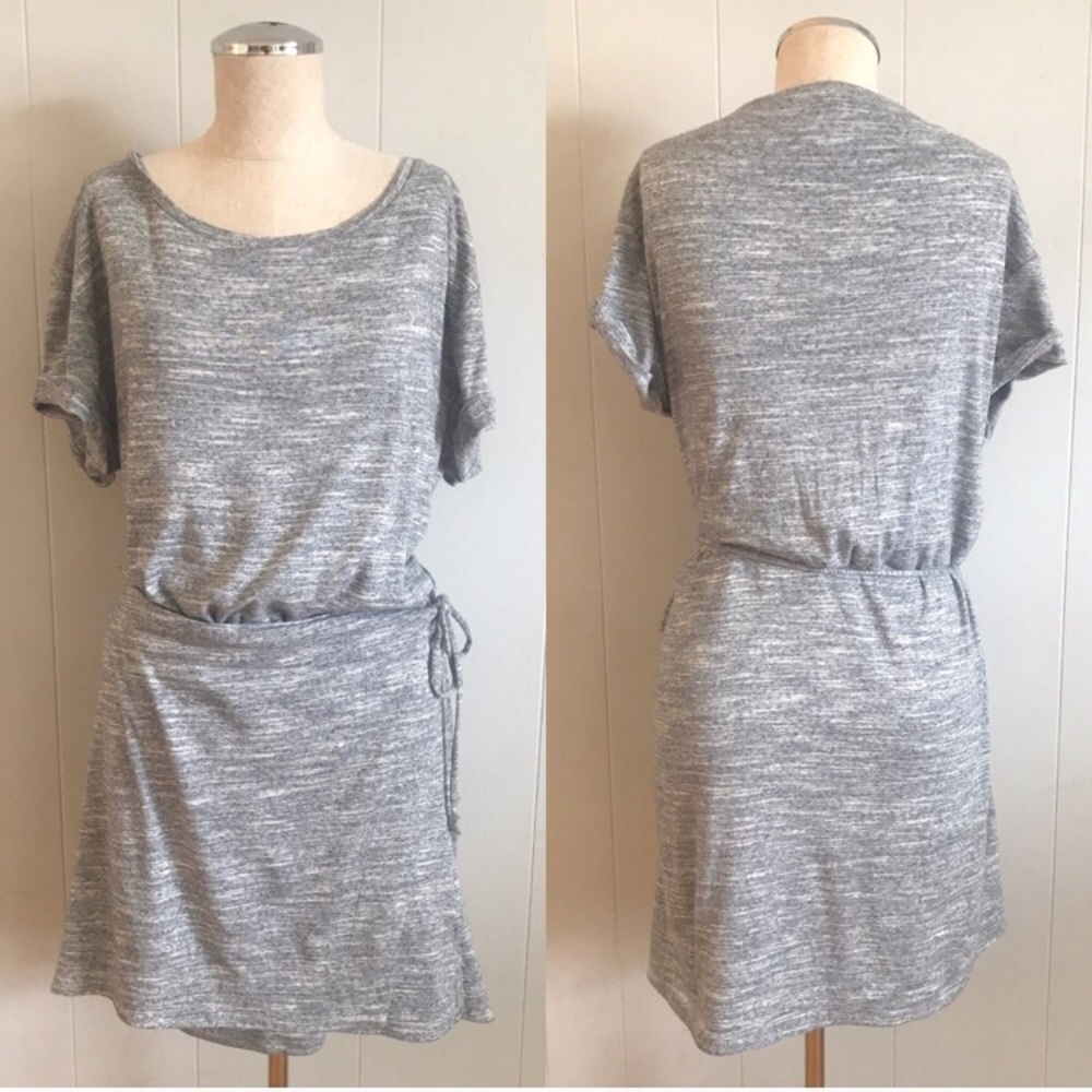 ANTHROPOLOGIE GRAY WRAP T-SHIRT DRESS BY MAEVE
