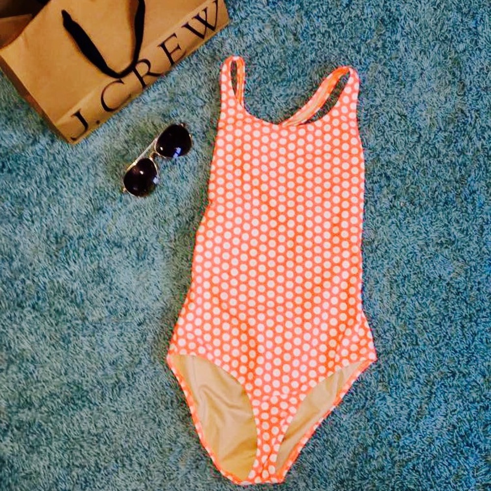 Crewcuts girls coral polka dot one piece