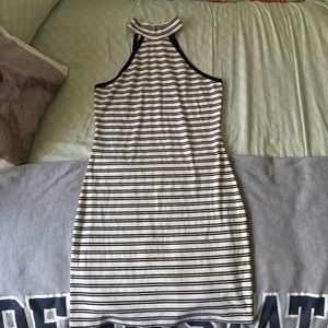 White and black striped dress