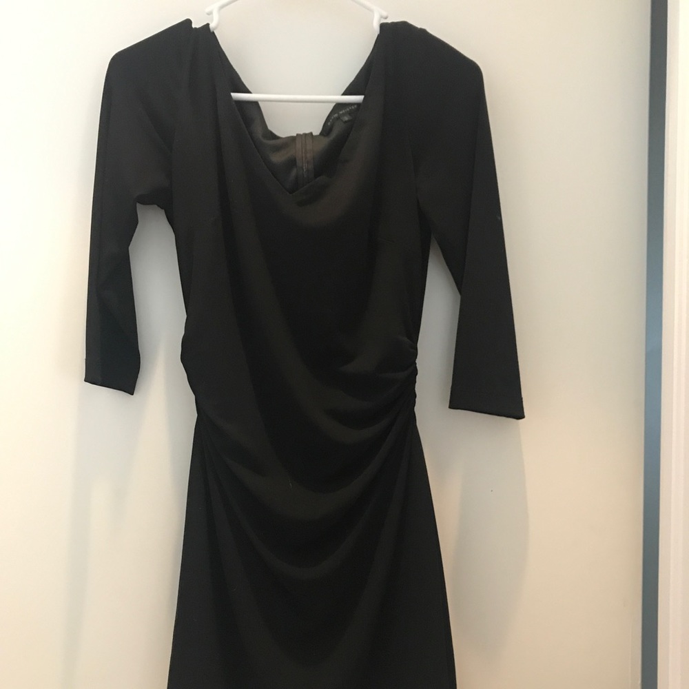 David Meister black rouched dress