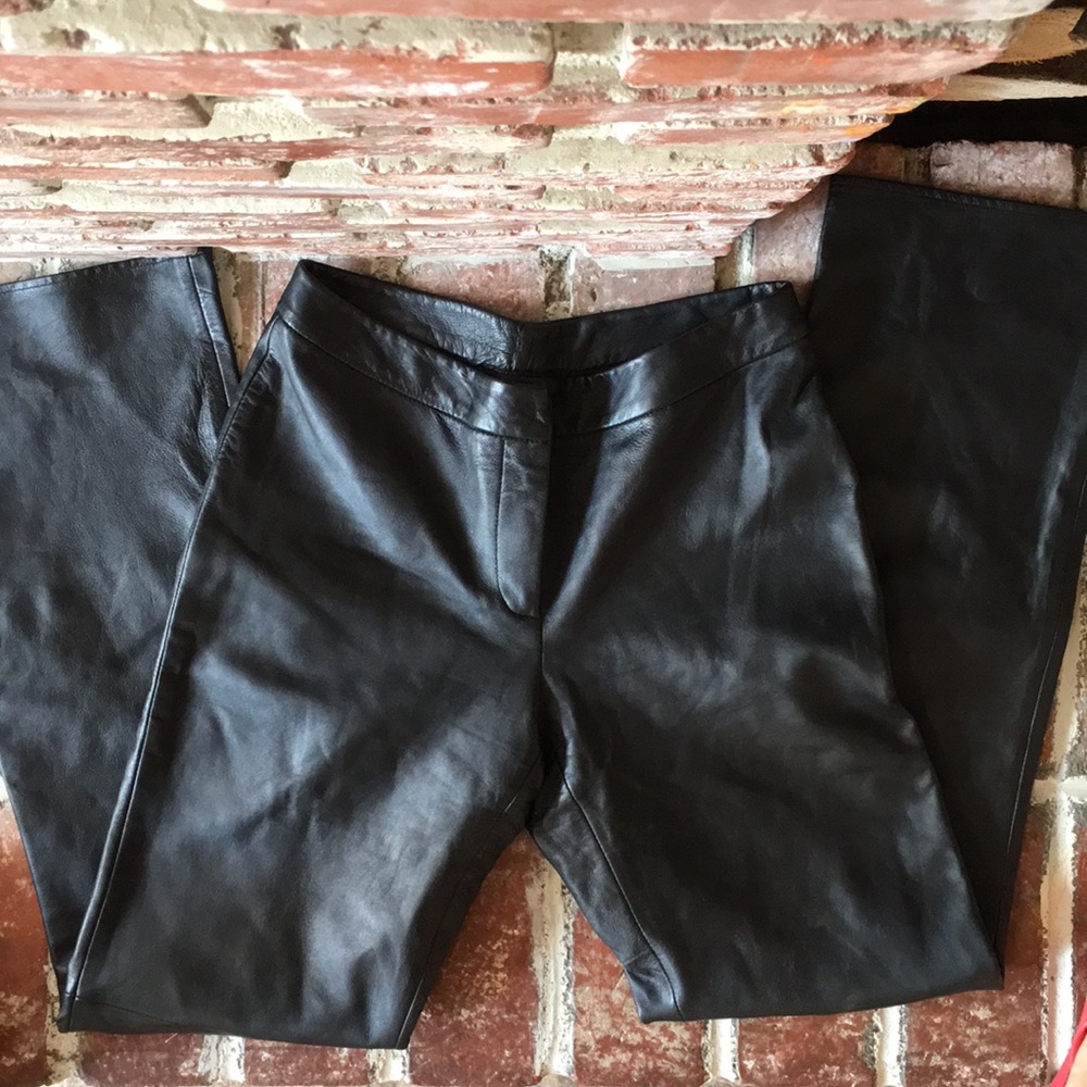 100% leather bootcut pants
