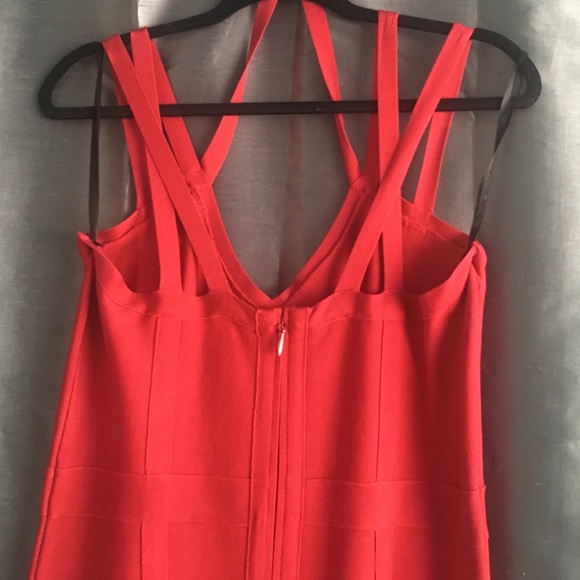 Bandage Red Bebe Dress - Picture 5 of 8