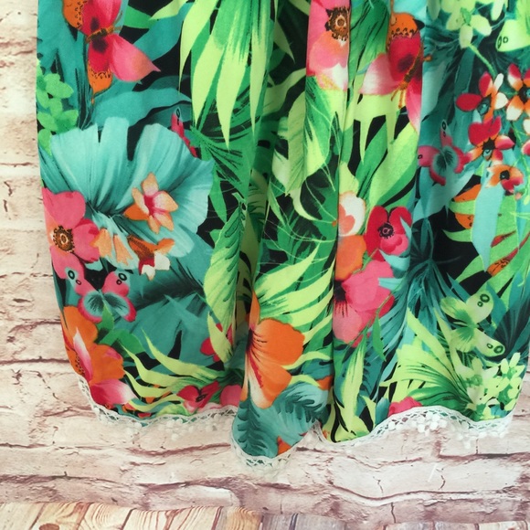 Tropical Floral Print Romper Outfit Size Large - Picture 6 of 8