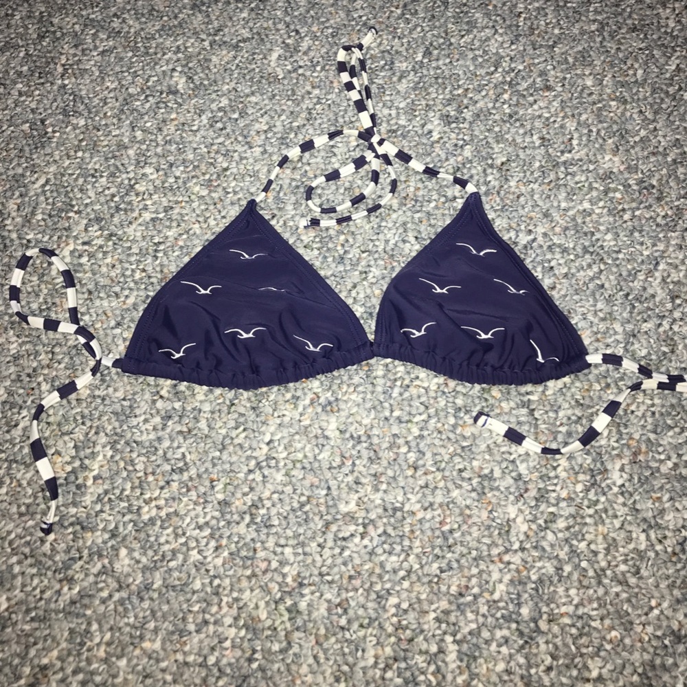 Blue and white bikini top