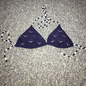 Blue and white bikini top