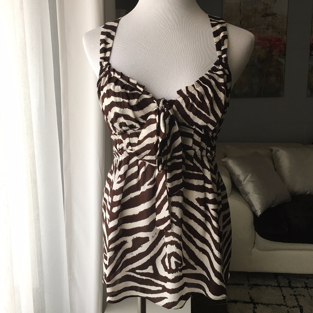 MICHAEL Michael Kors Chocolate Zebra Silk Cami Top