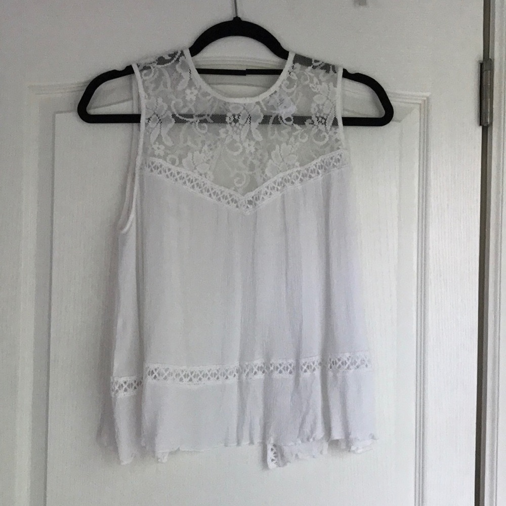 White lace open back Esley blouse