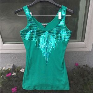 Express Teal Bedazzled Tank
