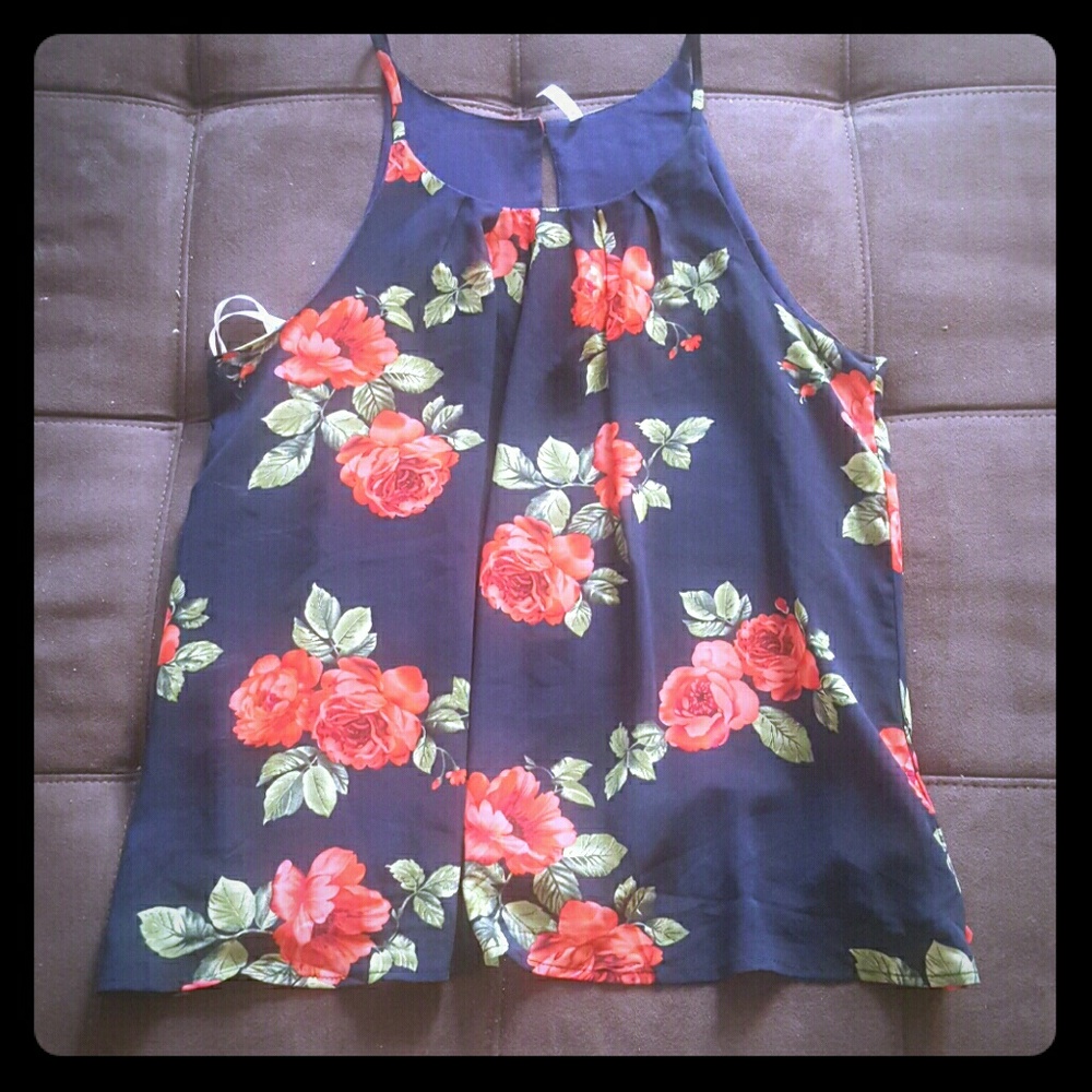 Floral,thin straps blouse