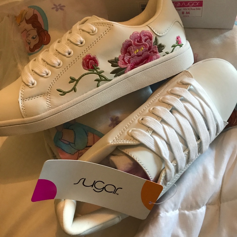 Sugar White sneakers roses embroidery 8