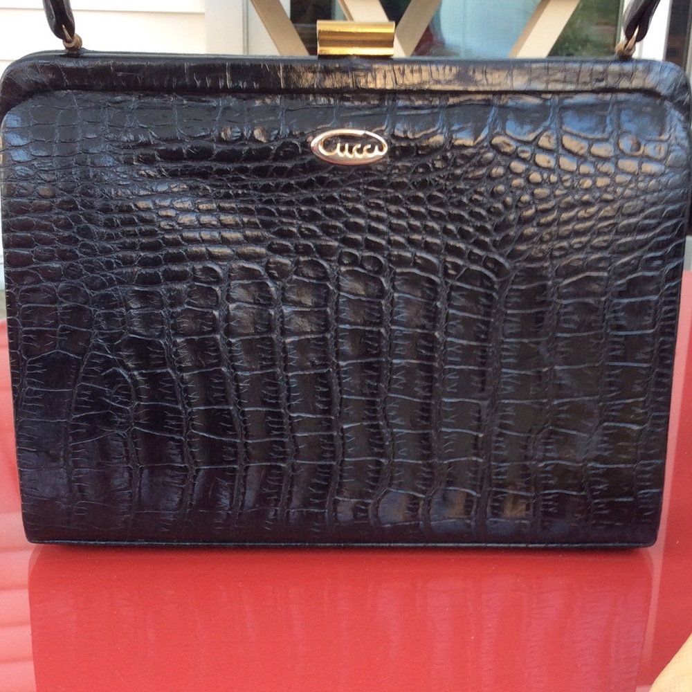 Gucci Alligator vintage black bag very rare