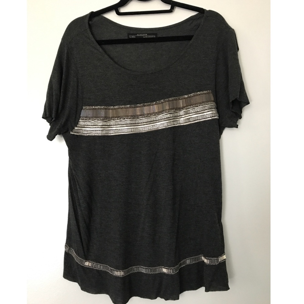 Embellished All Saints Gray / Silver Top