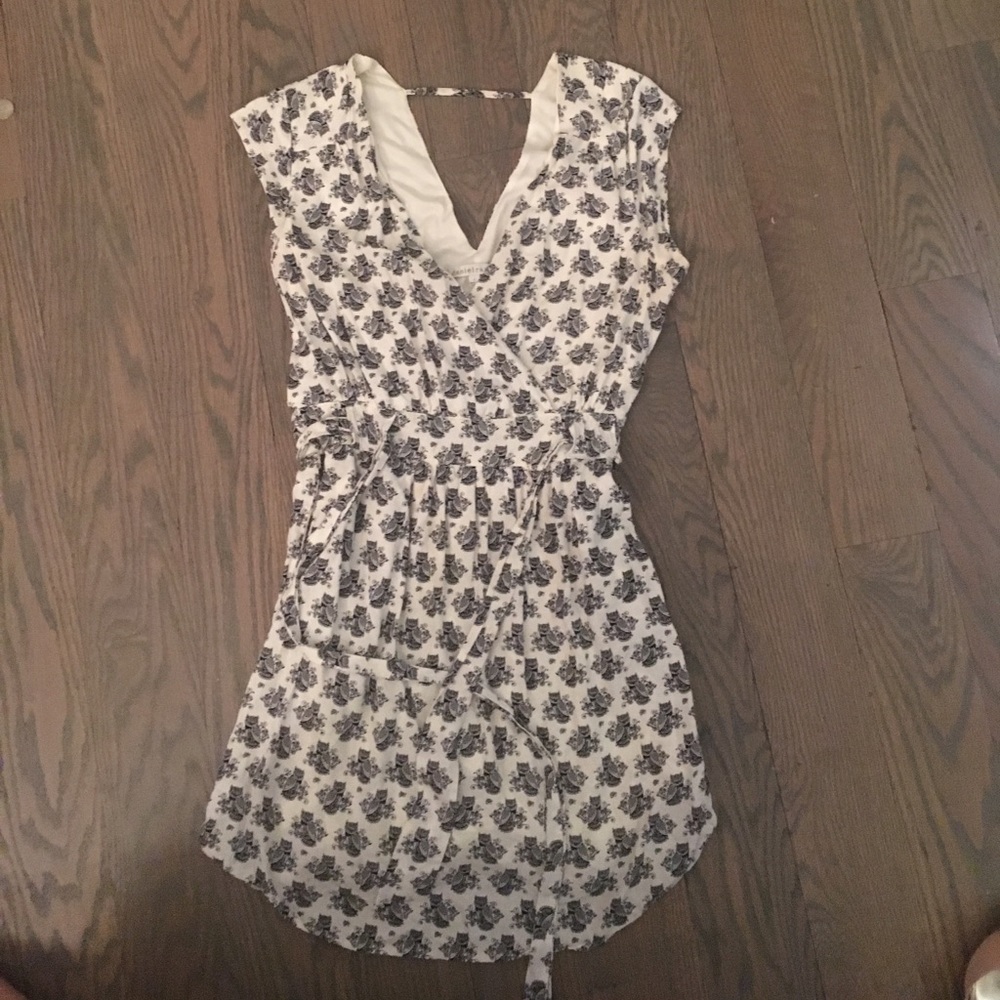 Owl print tie-waist dress: size S