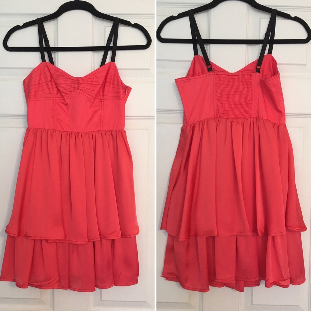 Melon Party Dress with Black Straps