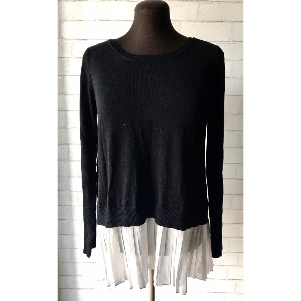 Black Layered sweater over Sheer Pleated M