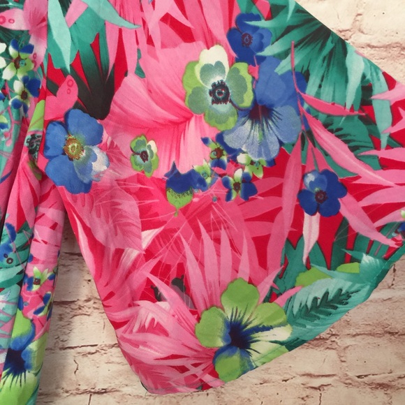 Tropical Floral Print Romper Outfit Size Medium - Picture 5 of 8