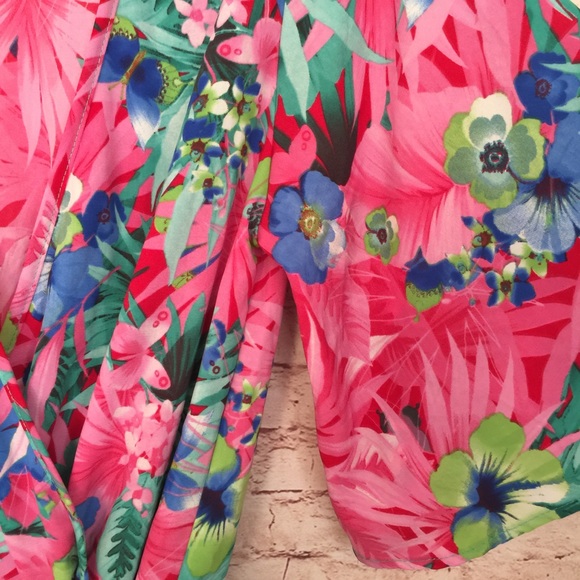 Tropical Floral Print Romper Outfit Size Medium - Picture 6 of 8