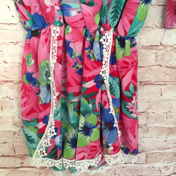 Tropical Floral Print Romper Outfit Size Medium - Picture 8 of 8