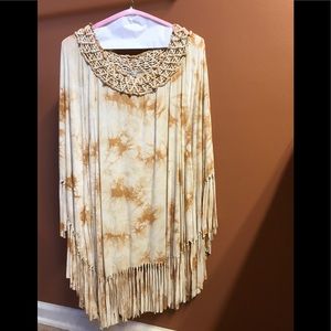 Boston Proper Large fringe poncho top