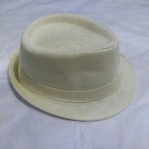 White creamy fedora hat